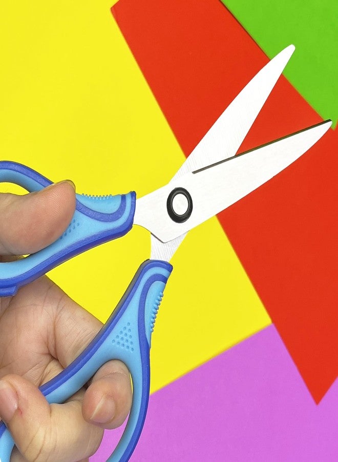 SLEMOON 7" Real Left handed Student Scissors, Premium Stainless Steel Blades Shears for Age 8~12,Ergonomic Semi-Soft ABS Rubber Grip, Suitable for School, Office and Family Daily Use,Blue - Image 4